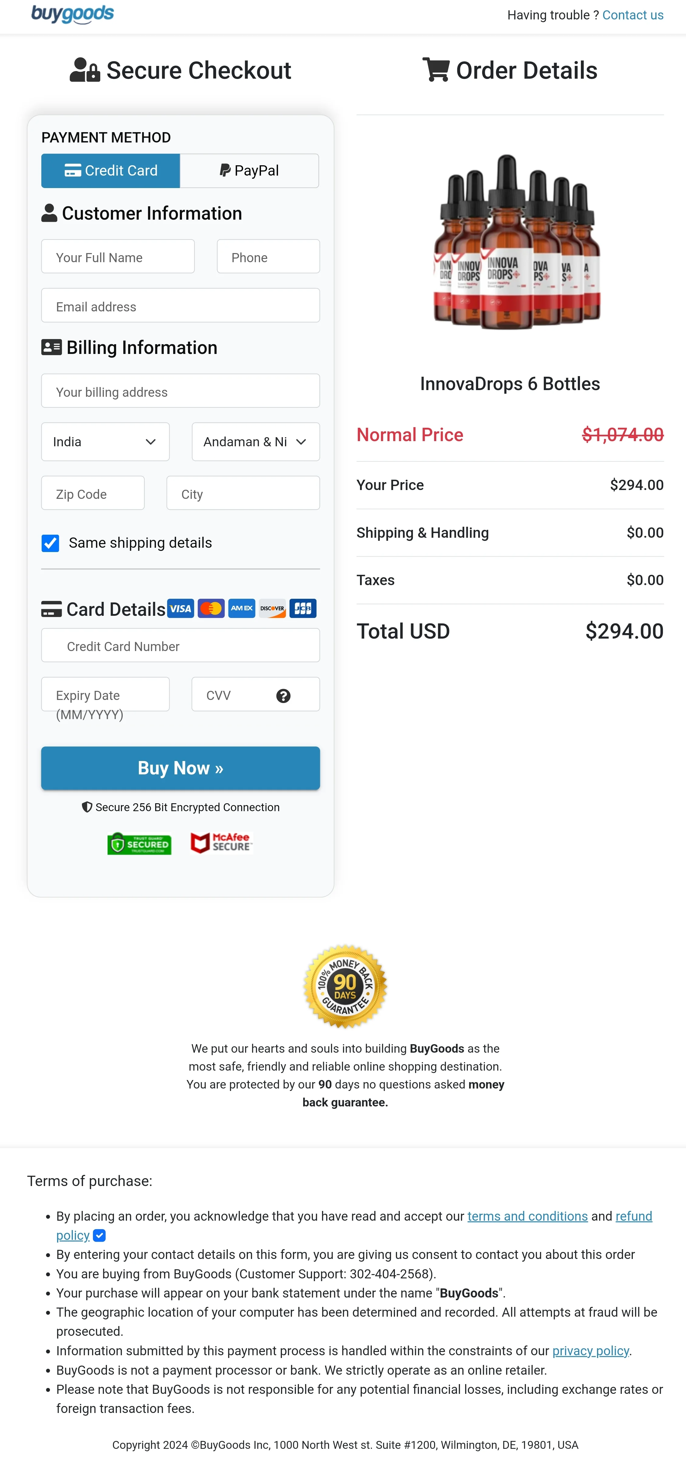 Innova Drops order form